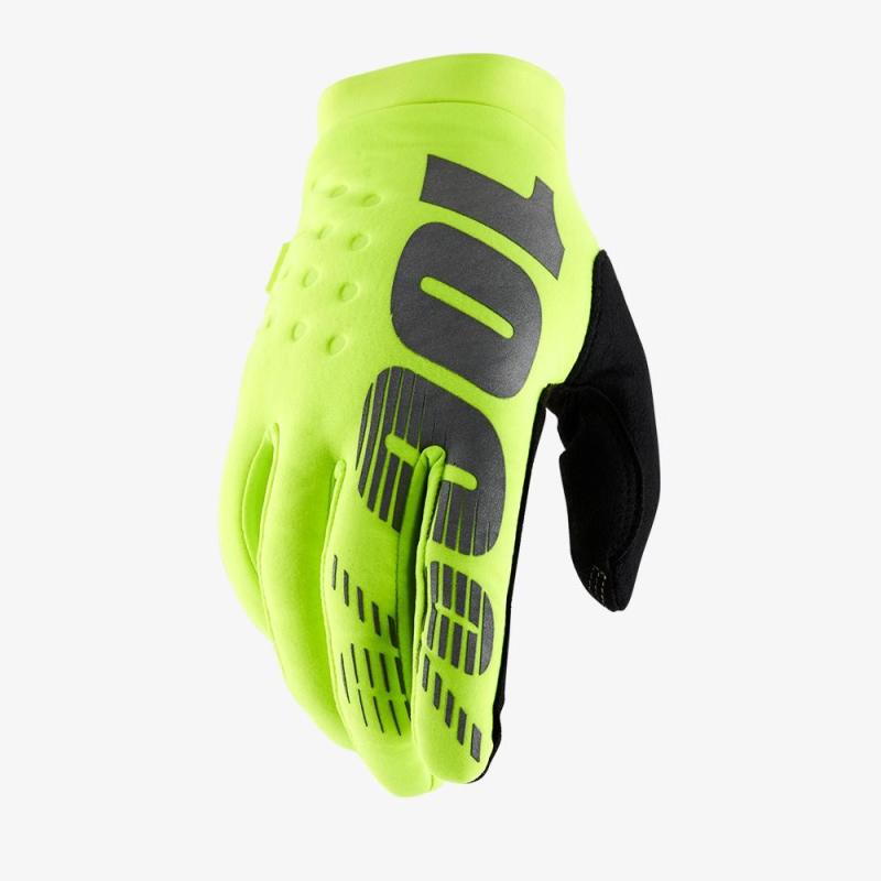 Мотоперчатки текстильные подростковые 100% Brisker Fluo/Yellow 2021