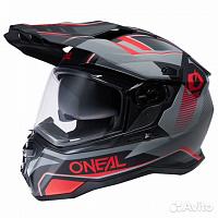 Шлем кроссовый со стеклом O'NEAL D-SRS Square, мат. черный/красный