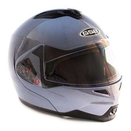 Шлем модуляр с солнцезащитными очками GSB G-339 Grey Met BT M