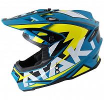 Шлем кроссовый Ataki JK801 Rampage, синий-желтый глянец